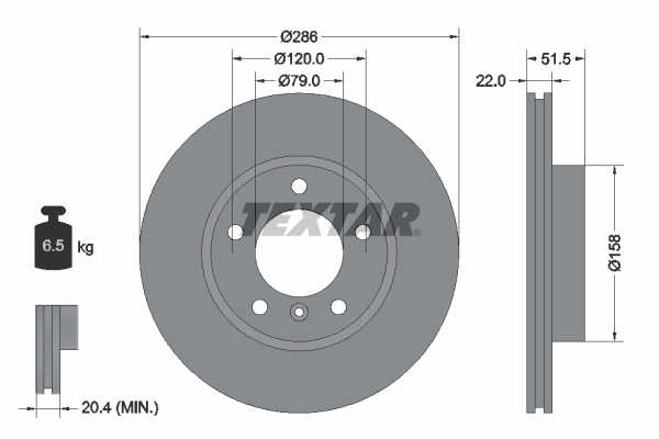 Slika TEXTAR - 92055605 - Kočioni disk (Kočioni uređaj)