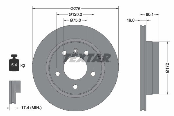 Slika TEXTAR - 92072403 - Kočioni disk (Kočioni uređaj)