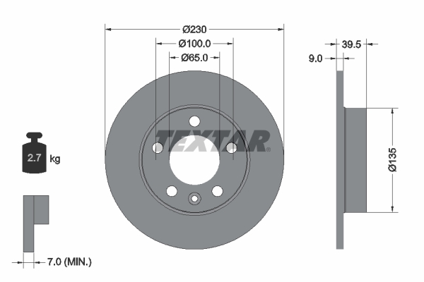 Slika TEXTAR - 92082503 - Kočioni disk (Kočioni uređaj)