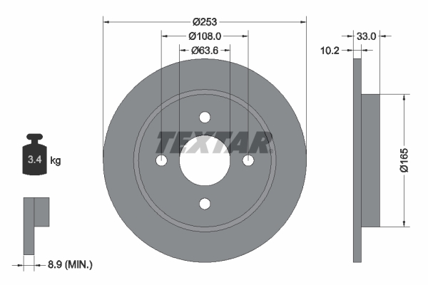 Slika TEXTAR - 92088403 - Kočioni disk (Kočioni uređaj)