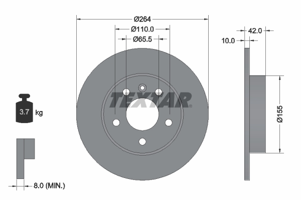 Slika TEXTAR - 92092103 - Kočioni disk (Kočioni uređaj)