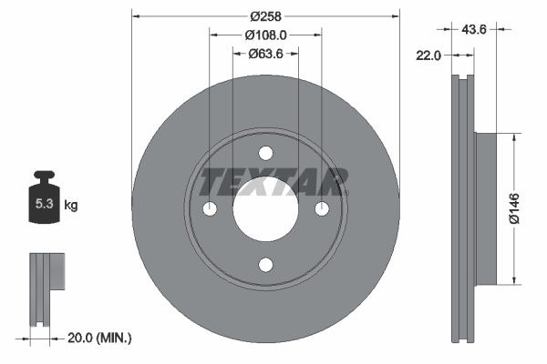 Slika TEXTAR - 92096203 - Kočioni disk (Kočioni uređaj)