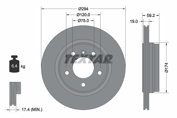 Slika TEXTAR - 92097303 - Kočioni disk (Kočioni uređaj)