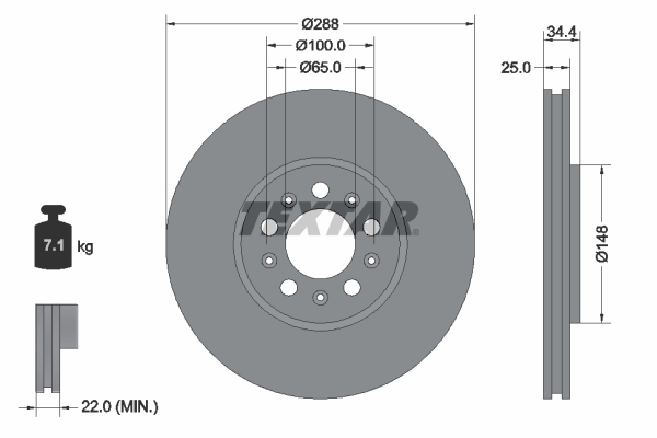 Slika TEXTAR - 92106603 - Kočioni disk (Kočioni uređaj)