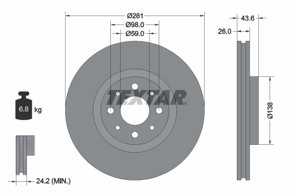 Slika TEXTAR - 92107703 - Kočioni disk (Kočioni uređaj)