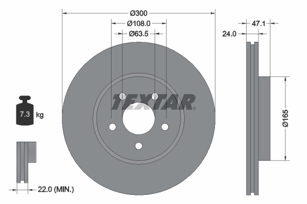 Slika TEXTAR - 92109603 - Kočioni disk (Kočioni uređaj)