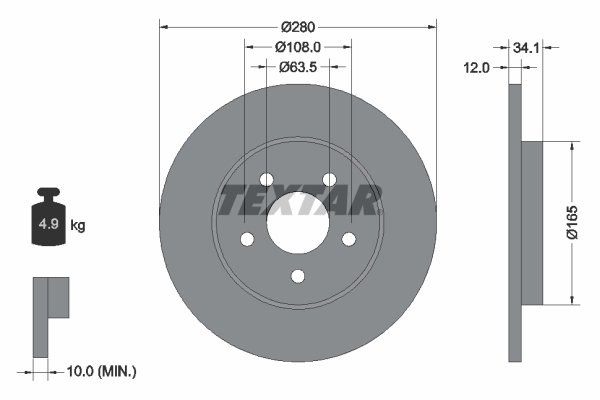 Slika TEXTAR - 92109703 - Kočioni disk (Kočioni uređaj)