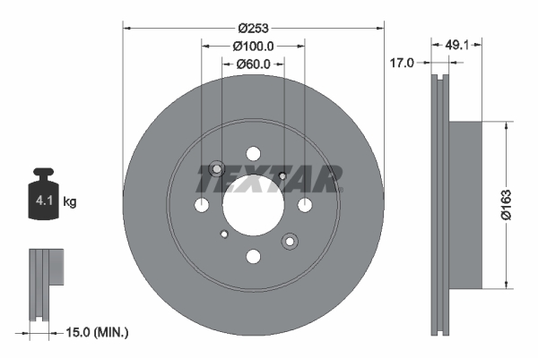 Slika TEXTAR - 92135303 - Kočioni disk (Kočioni uređaj)