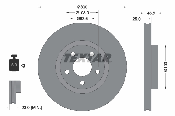 Slika TEXTAR - 92141305 - Kočioni disk (Kočioni uređaj)