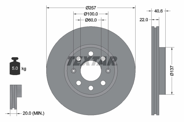 Slika TEXTAR - 92145703 - Kočioni disk (Kočioni uređaj)