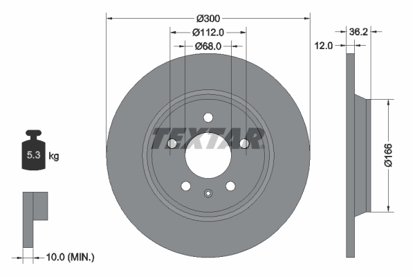 Picture of TEXTAR - 92160103 - Brake Disc (Braking System)