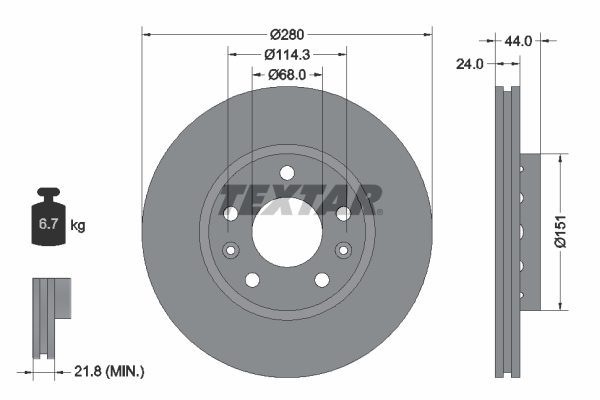 Slika TEXTAR - 92195505 - Kočioni disk (Kočioni uređaj)