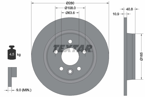 Slika TEXTAR - 92255603 - Kočioni disk (Kočioni uređaj)