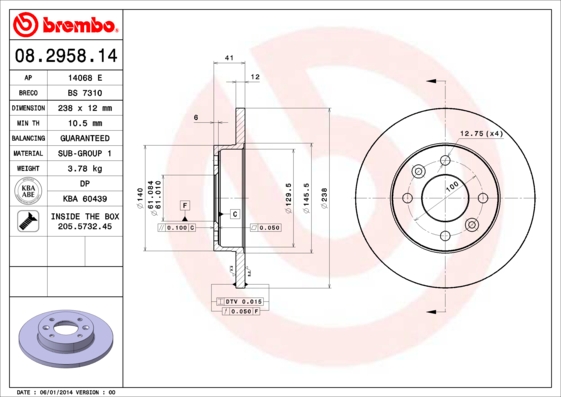 PREDNJI KOČIONI DISKOVI - BREMBO - 08.2958.14