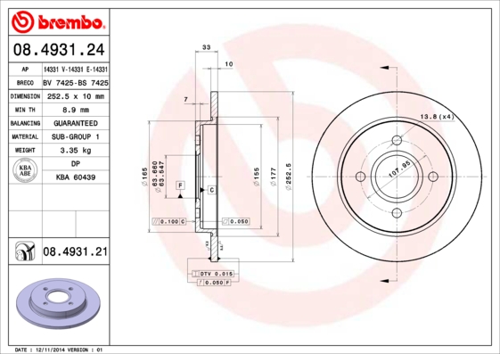 ZADNJI KOČIONI DISKOVI - BREMBO - 08.4931.24