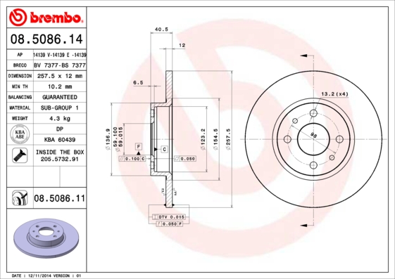 PREDNJI KOČIONI DISKOVI - BREMBO - 08.5086.14