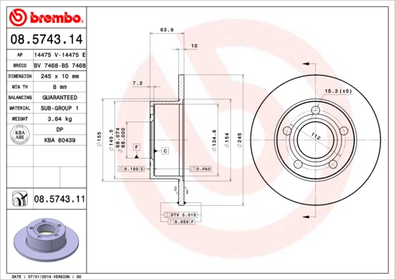 ZADNJI KOČIONI DISKOVI - BREMBO - 08.5743.11