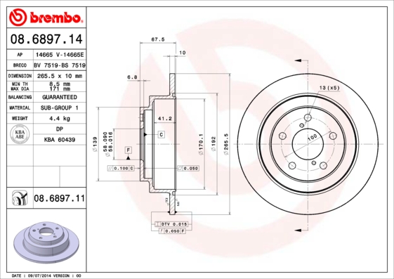 ZADNJI KOČIONI DISKOVI - BREMBO - 08.6897.14