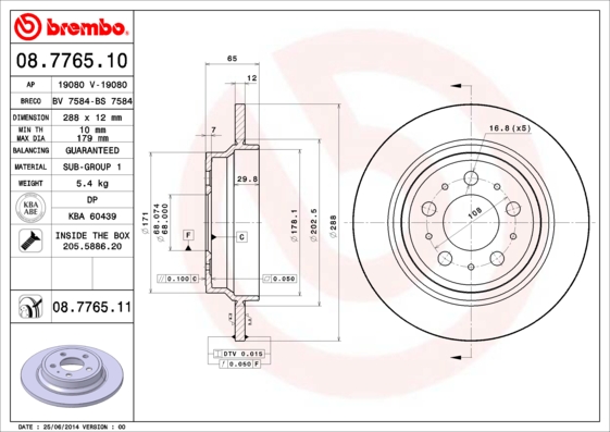 ZADNJI KOČIONI DISKOVI - BREMBO - 08.7765.11