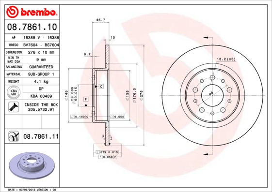 ZADNJI KOČIONI DISKOVI - BREMBO - 08.7861.11