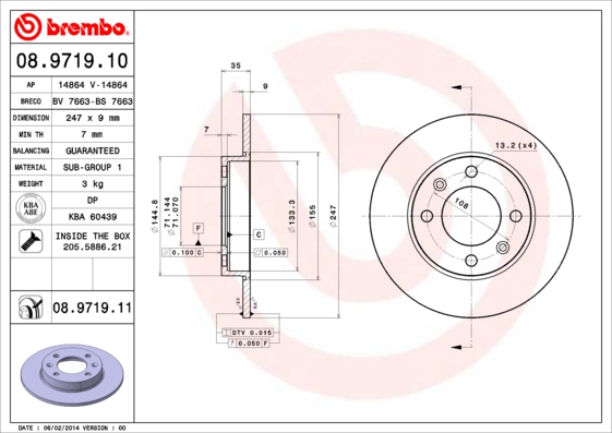 ZADNJI KOČIONI DISKOVI - BREMBO - 08.9719.10