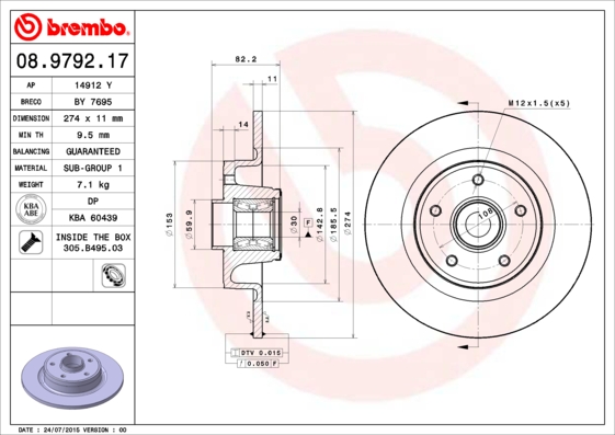 ZADNJI KOČIONI DISKOVI - BREMBO - 08.9792.17