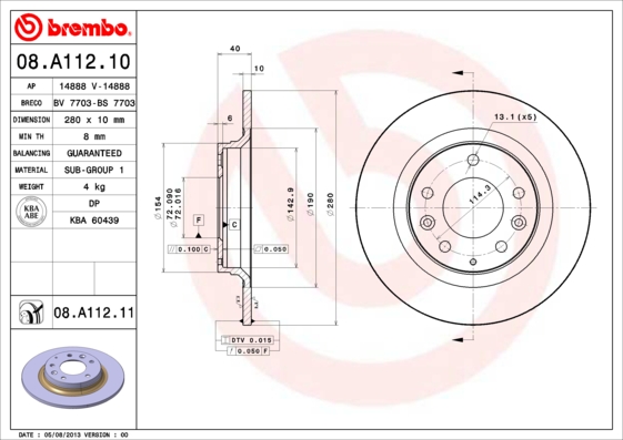 ZADNJI KOČIONI DISKOVI - BREMBO - 08.A112.11