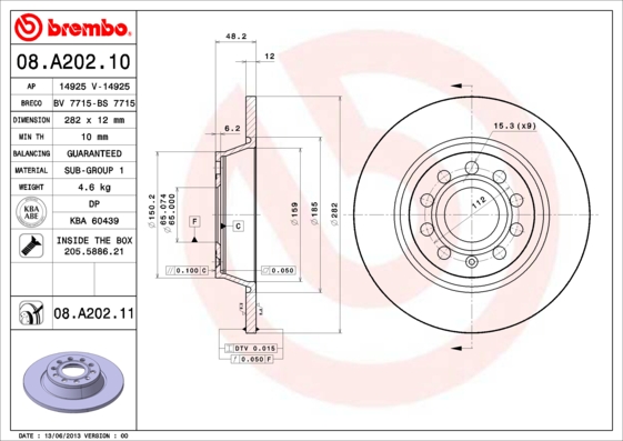 ZADNJI KOČIONI DISKOVI - BREMBO - 08.A202.10