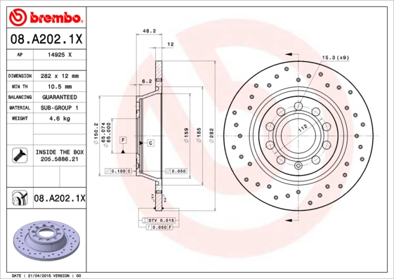 ZADNJI KOČIONI DISKOVI - BREMBO - 08.A202.1X