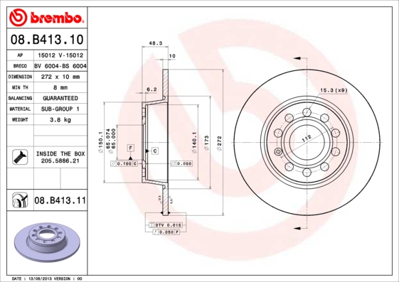 ZADNJI KOČIONI DISKOVI - BREMBO - 08.B413.11