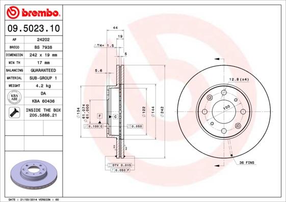 PREDNJI KOČIONI DISKOVI - BREMBO - 09.5023.10