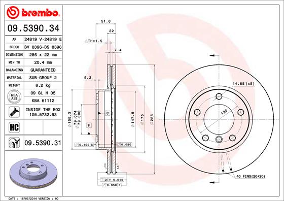 PREDNJI KOČIONI DISKOVI - BREMBO - 09.5390.31