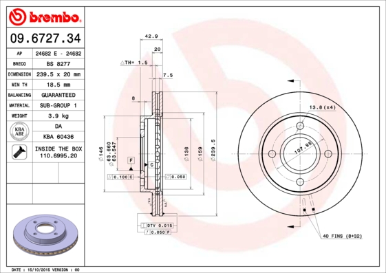 PREDNJI KOČIONI DISKOVI - BREMBO - 09.6727.34