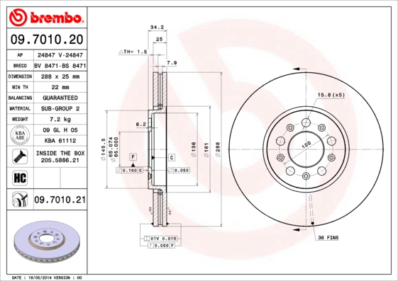 PREDNJI KOČIONI DISKOVI - BREMBO - 09.7010.21