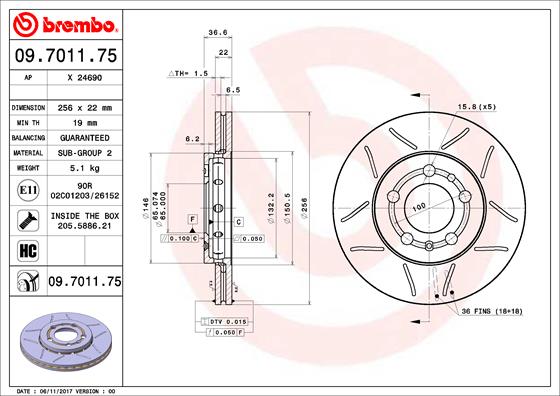 PREDNJI KOČIONI DISKOVI - BREMBO - 09.7011.75