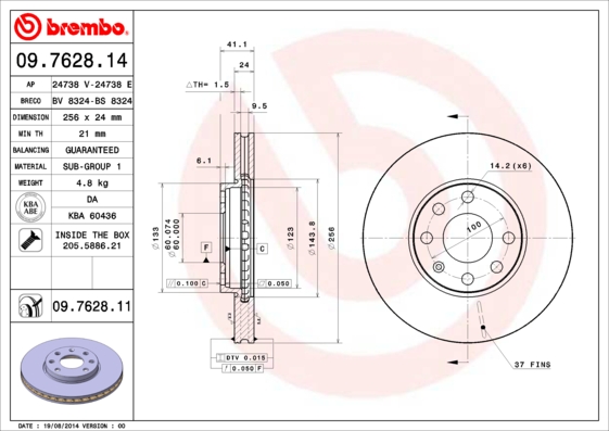 PREDNJI KOČIONI DISKOVI - BREMBO - 09.7628.14