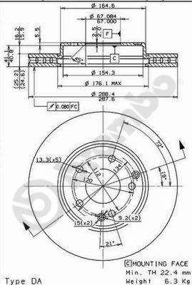 Slika BREMBO - 09.8411.10 - Kočioni disk (Kočioni uređaj)