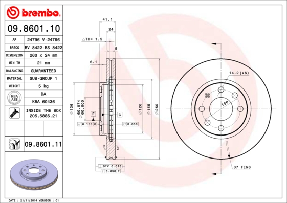 PREDNJI KOČIONI DISKOVI - BREMBO - 09.8601.10