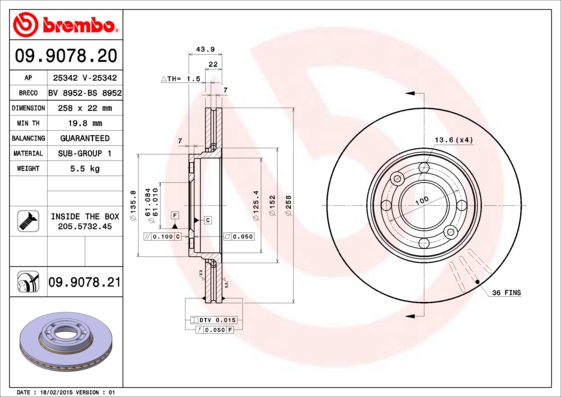 Slika BREMBO - 09.9078.21 - Kočioni disk (Kočioni uređaj)