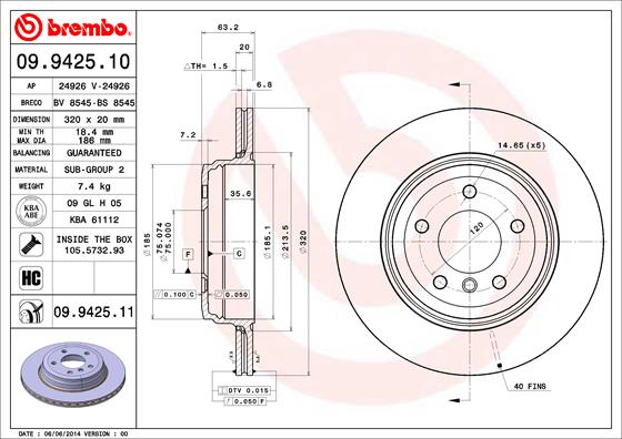 ZADNJI KOČIONI DISKOVI - BREMBO - 09.9425.11