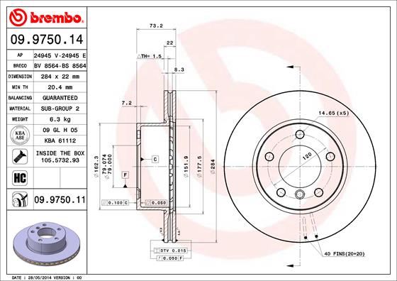 PREDNJI KOČIONI DISKOVI - BREMBO - 09.9750.11