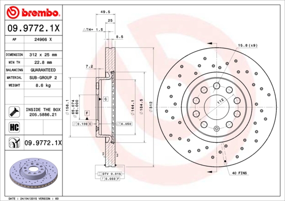 PREDNJI KOČIONI DISKOVI - BREMBO - 09.9772.1X