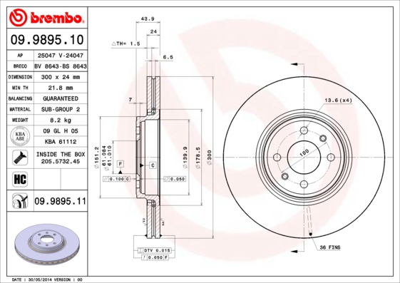 KOČIONI DISKOVI - BREMBO - 09.9895.10