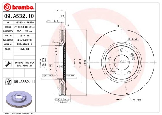 PREDNJI KOČIONI DISKOVI - BREMBO - 09.A532.11