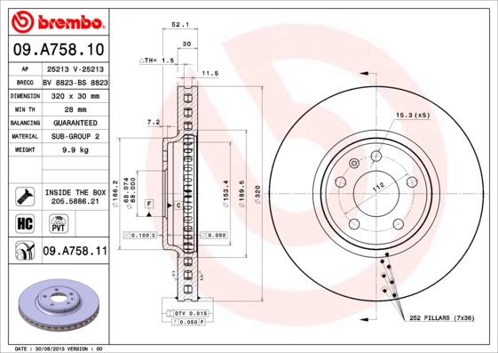 PREDNJI KOČIONI DISKOVI - BREMBO - 09.A758.11