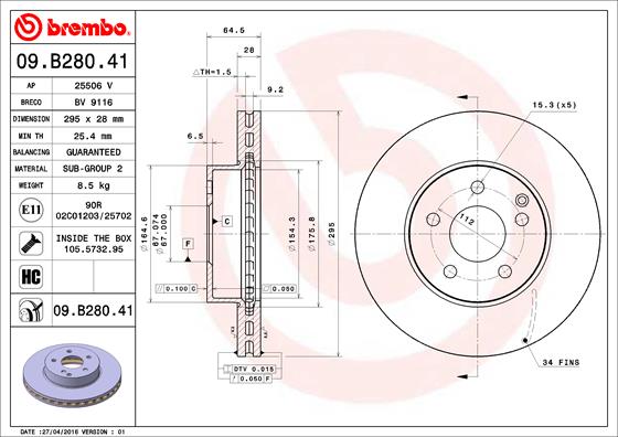 PREDNJI KOČIONI DISKOVI - BREMBO - 09.B280.41