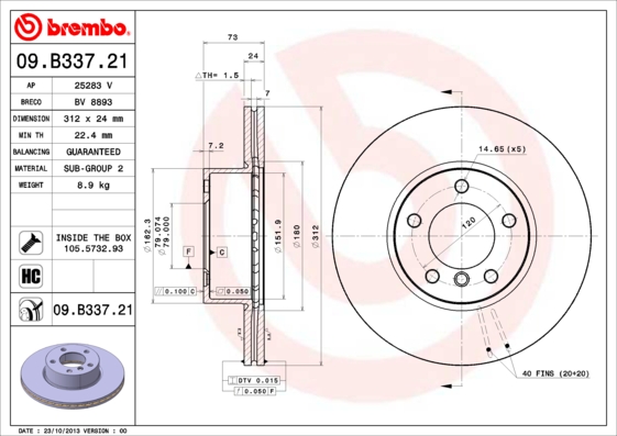 PREDNJI KOČIONI DISKOVI - BREMBO - 09.B337.21