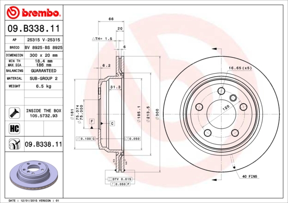 ZADNJI KOČIONI DISKOVI - BREMBO - 09.B338.11