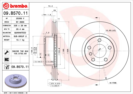 PREDNJI KOČIONI DISKOVI - BREMBO - 09.B570.11