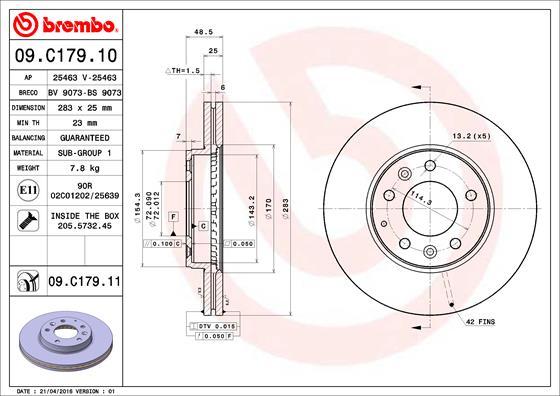 PREDNJI KOČIONI DISKOVI - BREMBO - 09.C179.11